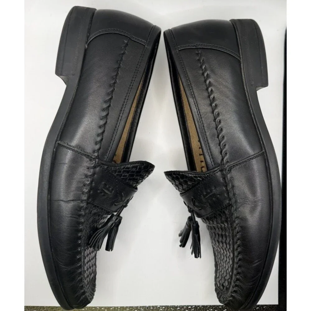 Nunn Bush Strafford Woven Tassel Loafers in black leather Size 7.5